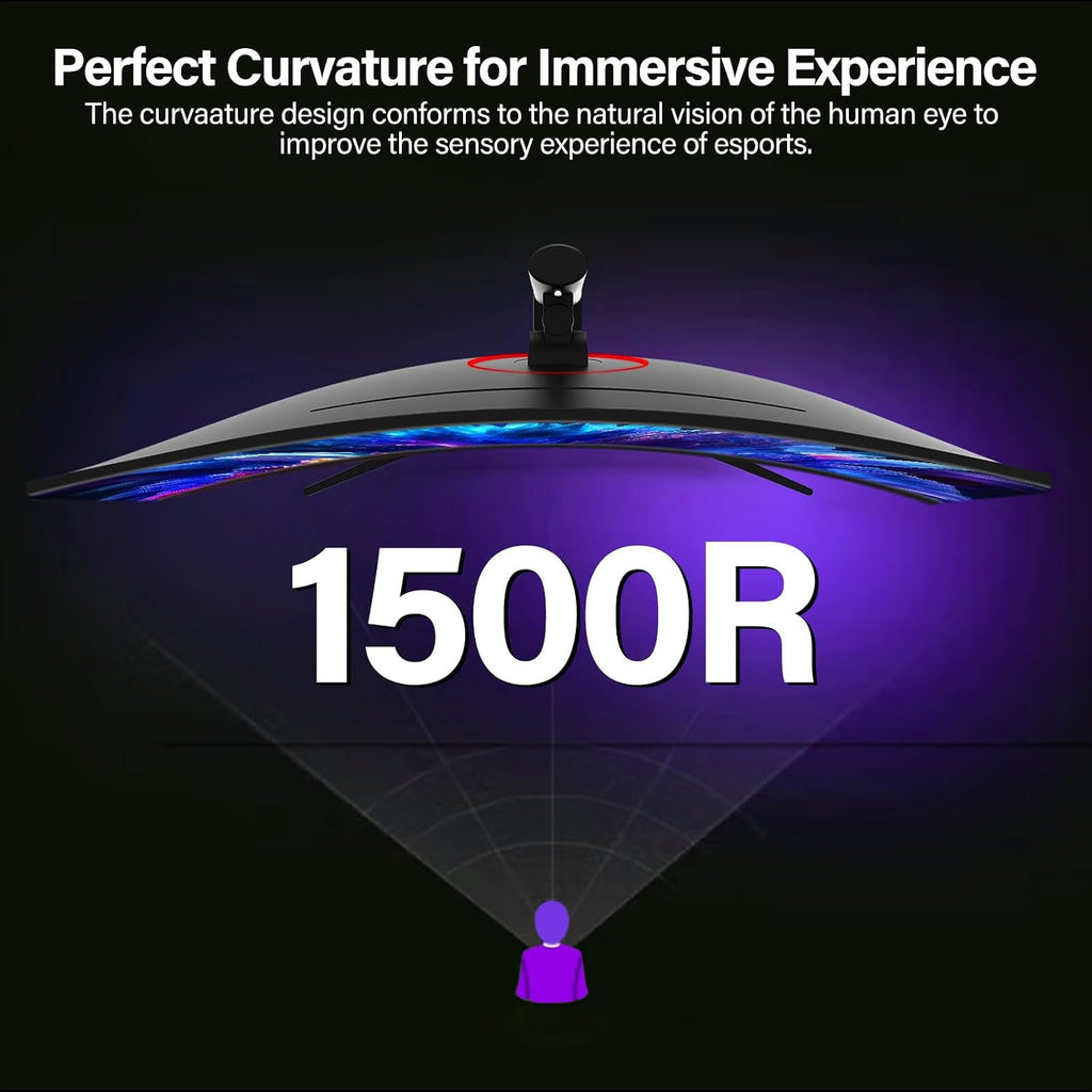 Gawfolk 34 Inch Ultrawide Curved Gaming Monitor, 1500R PC Screen UWQHD 3440x1440, 165hz Curved Computer Screen with FreeSync, Multi-Directional Adjustable Base