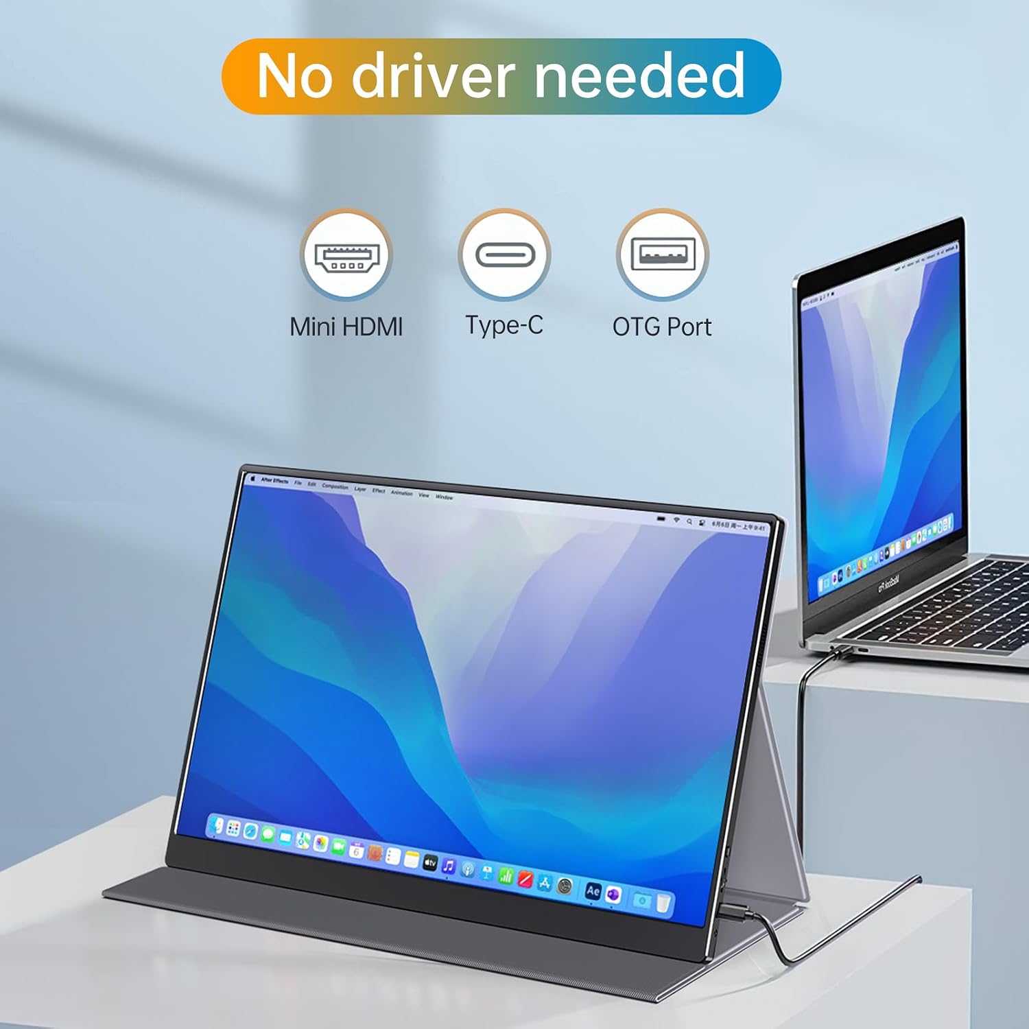 Anyuse Portable 16.0' QHD 2.5K Laptop Monitor - USB C HDMI Gaming Ultra-Slim IPS Display w/Smart Cover & Speakers, HDR Plug&Play, External Monitor for Laptop PC Phone Mac Xbox PS5/PS4 Switch