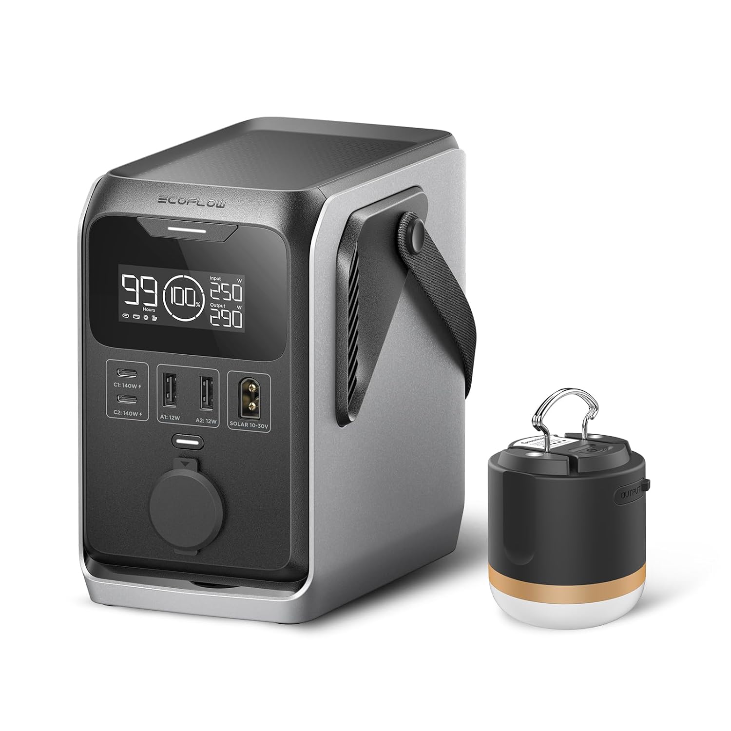 EF ECOFLOW TRAIL 300 DC Portable Power Station with Camping Lamp, 288Wh LiFePO4 Power Bank, Solar Generator, for Camping, Travel, and Emergency Power