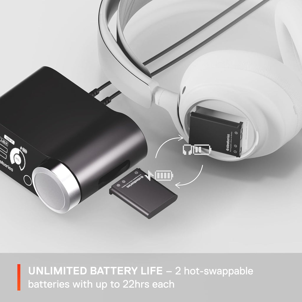SteelSeries Arctis Nova Pro Wireless Multi-System Gaming Headset - Neodymium Magnetic Drivers - Active Noise Cancellation - Infinity Power System - Gen 2 Mic - PS5, PS4, PC, Switch, Mobile - White
