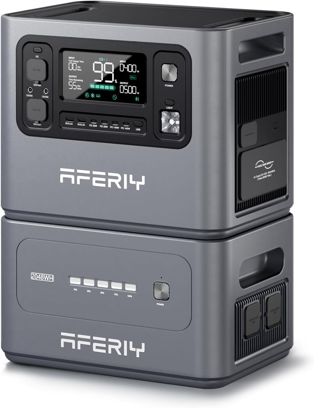 AFERIY 4096Wh Portable Power Station,P280 with 1 Extra Battery,120V 2800W Expandable Capacity LiFePO4 Battery Backup,Solar Generator for Home Use,Outdoor Camping,Power Outage,Camping,RV,Emergencies