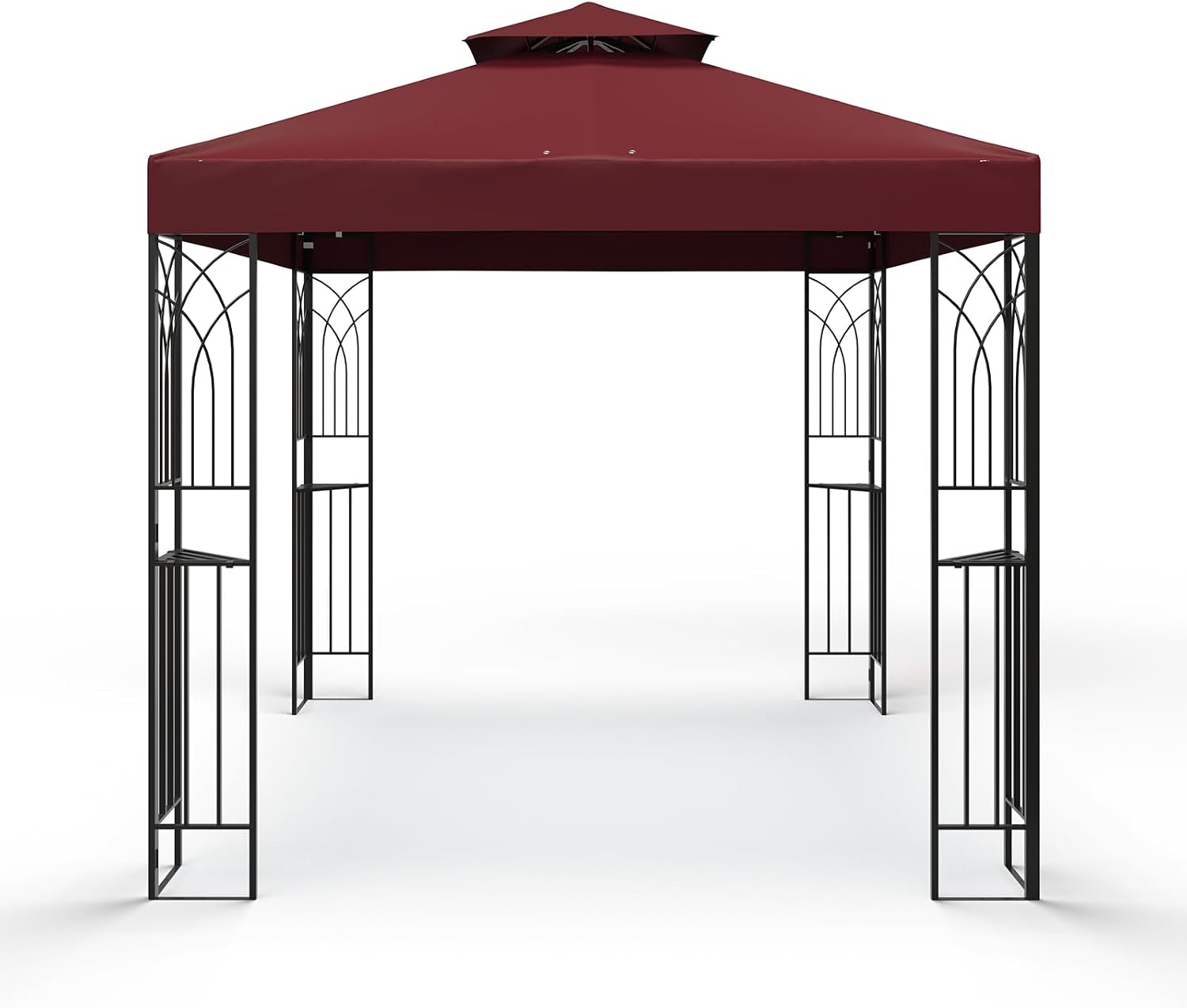8x8 Outdoor Gazebo for Backyard, Patio Gazebo Tent with Corner Shelves, Red