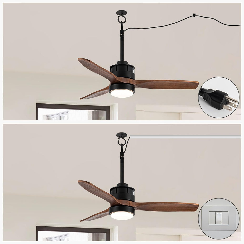 EKIZNSN 42' Waterproof Outdoor Ceiling Fan for Gazebo with Hook - Damp Rated Hanging Fan with Light