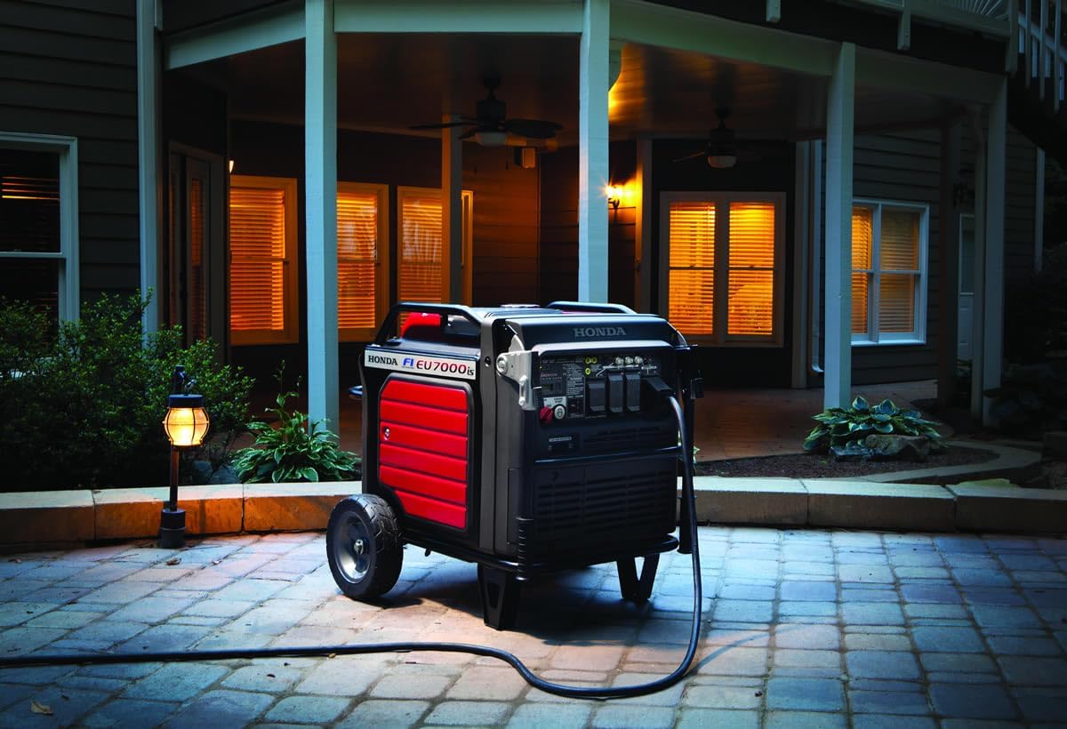 Honda EU7000iS 7000 Watt Inverter Generator, Super Quiet 120/240V Gas Powered Portable Generator for Camping, RV, Tailgating, or Home Backup Power Supply, Up to 16 Hour Run Time (EU7000ISNAND)