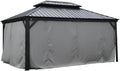 Kozyard 12' x 16'Outdoor Gazebo Privacy Curtain Sidewall, Waterproof Patio Privacy Curtain with Center-Zip Design, Replacement for Hardtop Gazebo Gray