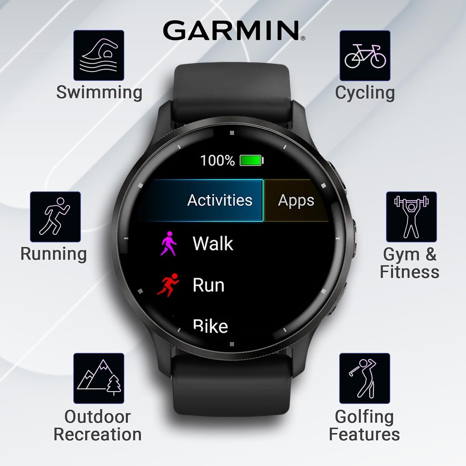Garmin Venu 3 GPS Smartwatch AMOLED Display 45 mm Watch, Advanced Health and Fitness Features, Up to 14 Days of Battery, Wheelchair Mode, Sleep Coach, Black with White Earbuds Bundle