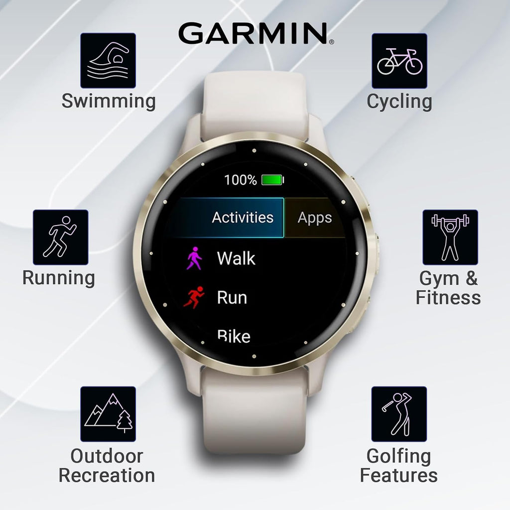 Garmin Venu 3S GPS Smartwatch, AMOLED Display 41 mm Watch, Advanced Health and Fitness Features, Up to 10 Days of Battery, Wheelchair Mode, Sleep Coach, Ivory Case Power Bank Bundle