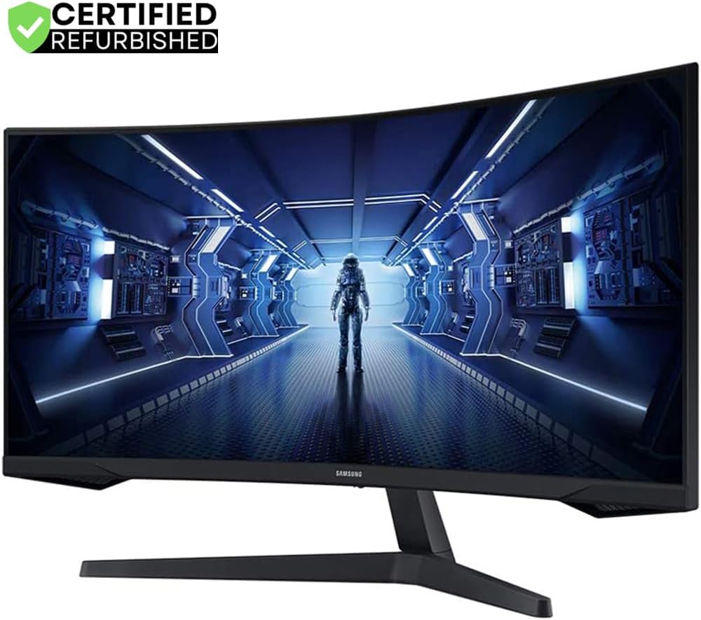 Samsung LC34G55TWW 34 inch Odyssey G55T WQHD 165Hz 1ms(MPRT) HDR Curved Gaming Monitor (Renewed) Bundle with 2 YR CPS Enhanced Protection Pack