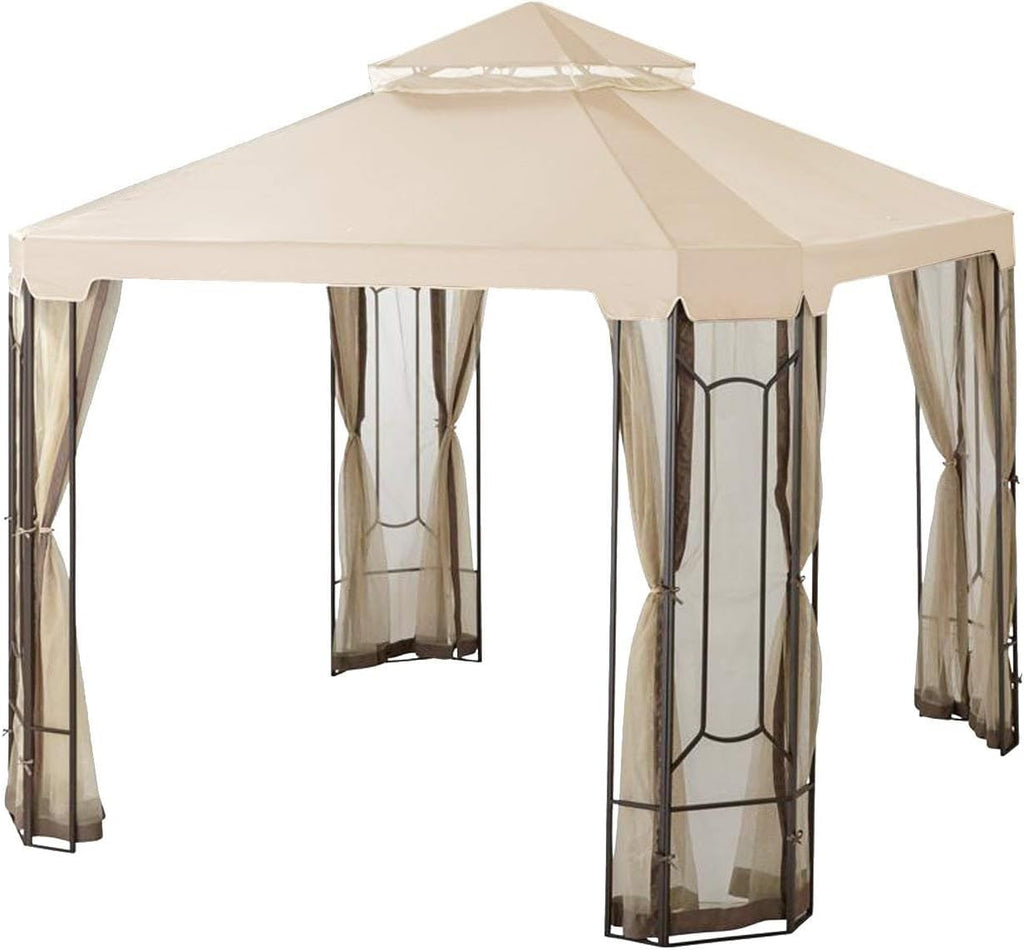 Garden Winds Reinforced RipLock 350 Replacement Canopy Top Cover Compatible with Cottleville 10' x 10' Gazebo Model GFS00744A - Beige
