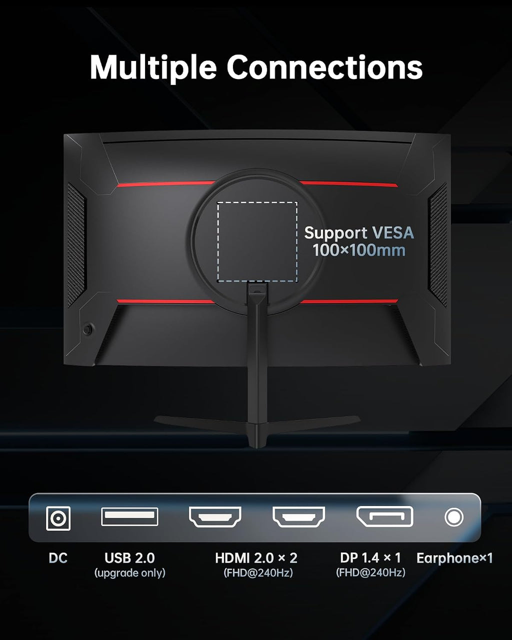 KTC 24 Inch Curved 240Hz Gaming Monitor, FHD 1500R Curved Computer Monitor 1080P, 3000:1 Contrast, Adaptive Sync, HDR, MPRT 1ms, HDMI DisplayPort, Low Blue Light, Tilt, VESA Mount, H24S17P