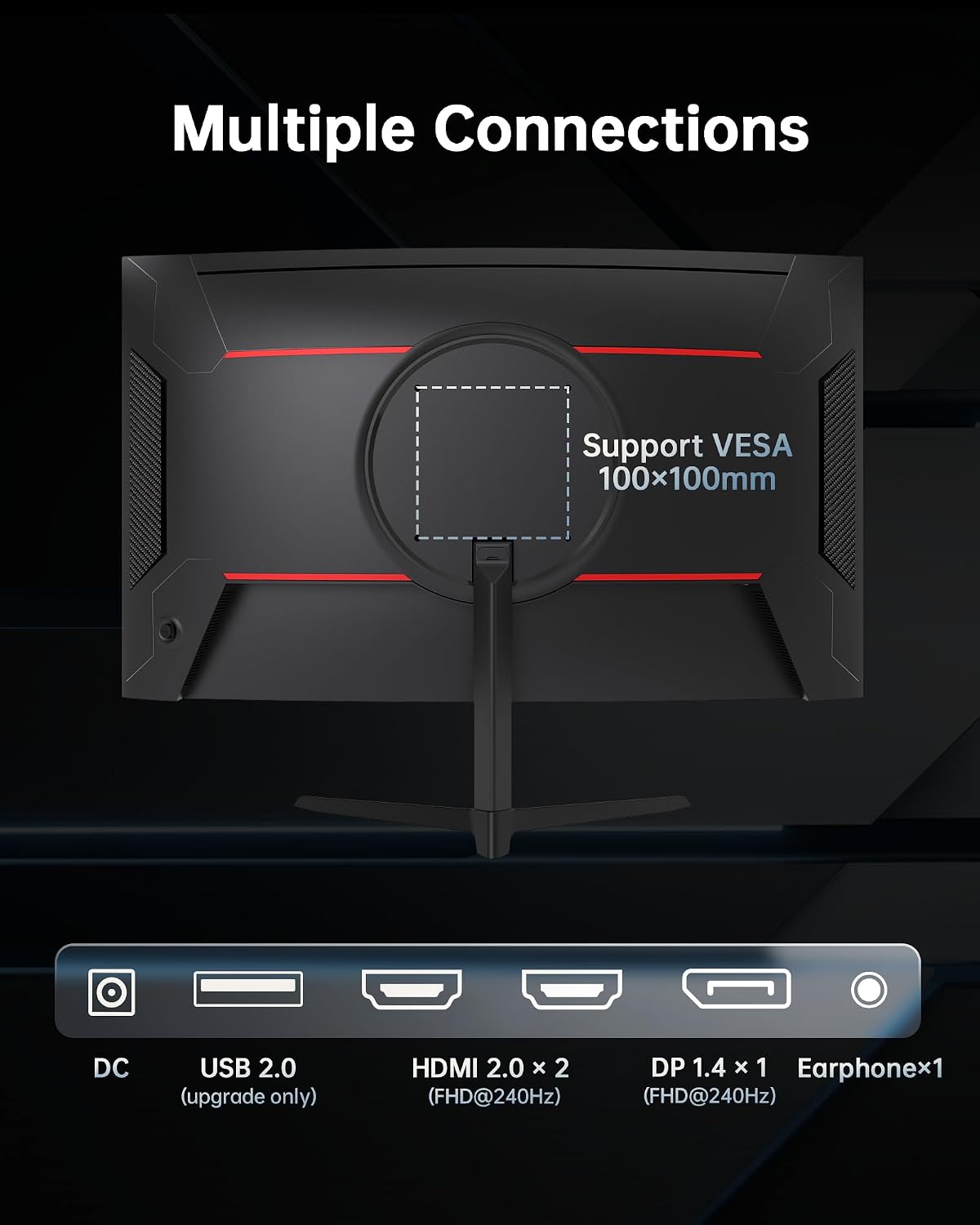 KTC 24 Inch Curved 240Hz Gaming Monitor, FHD 1500R Curved Computer Monitor 1080P, 3000:1 Contrast, Adaptive Sync, HDR, MPRT 1ms, HDMI DisplayPort, Low Blue Light, Tilt, VESA Mount, H24S17P