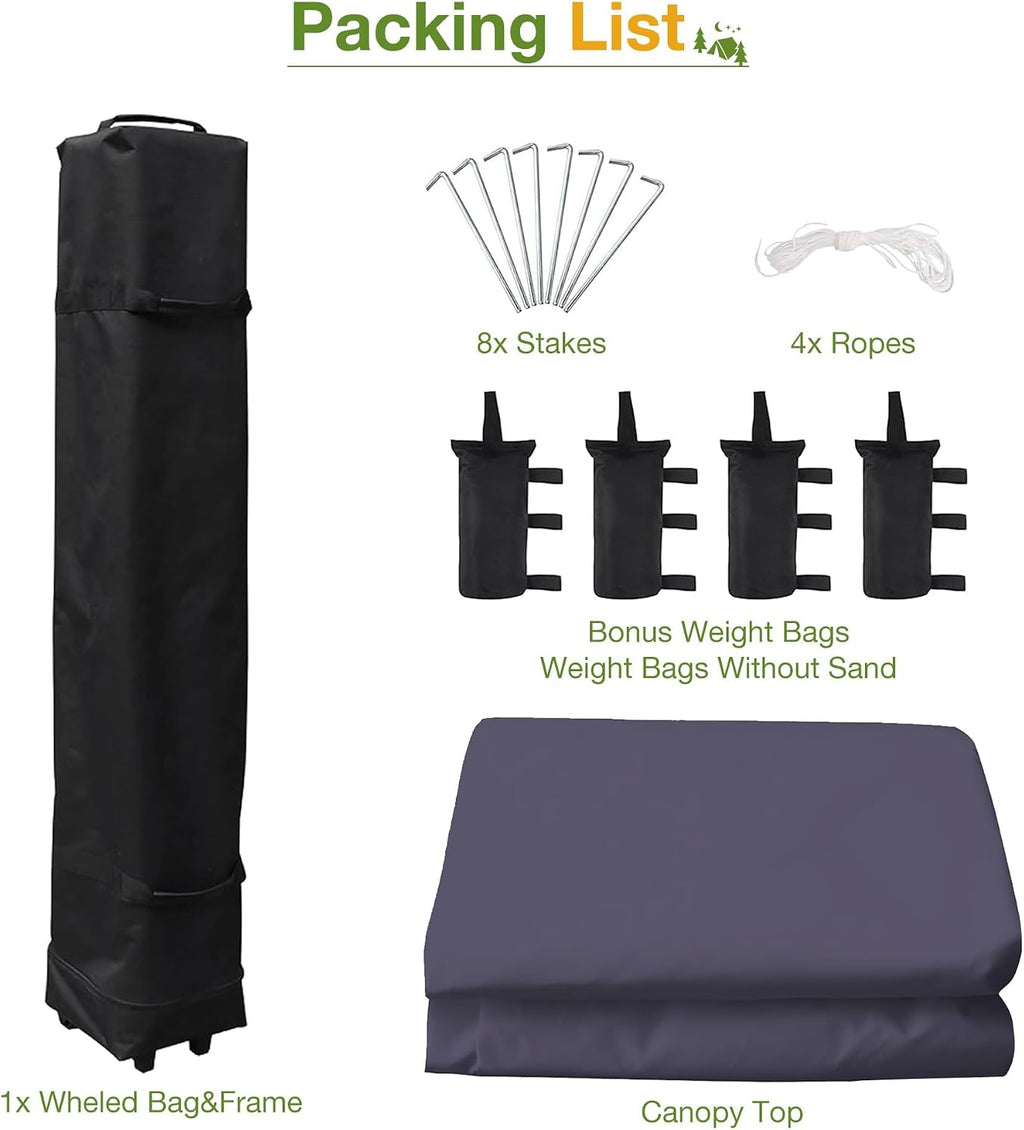 13 x 13FT Pop Up Gazebo, Instant Canopy Tent with Mosquito Net & Double Roof, Pop Up Canopy Tent Adjustable Height for Patio, Party, Gray&Khaki