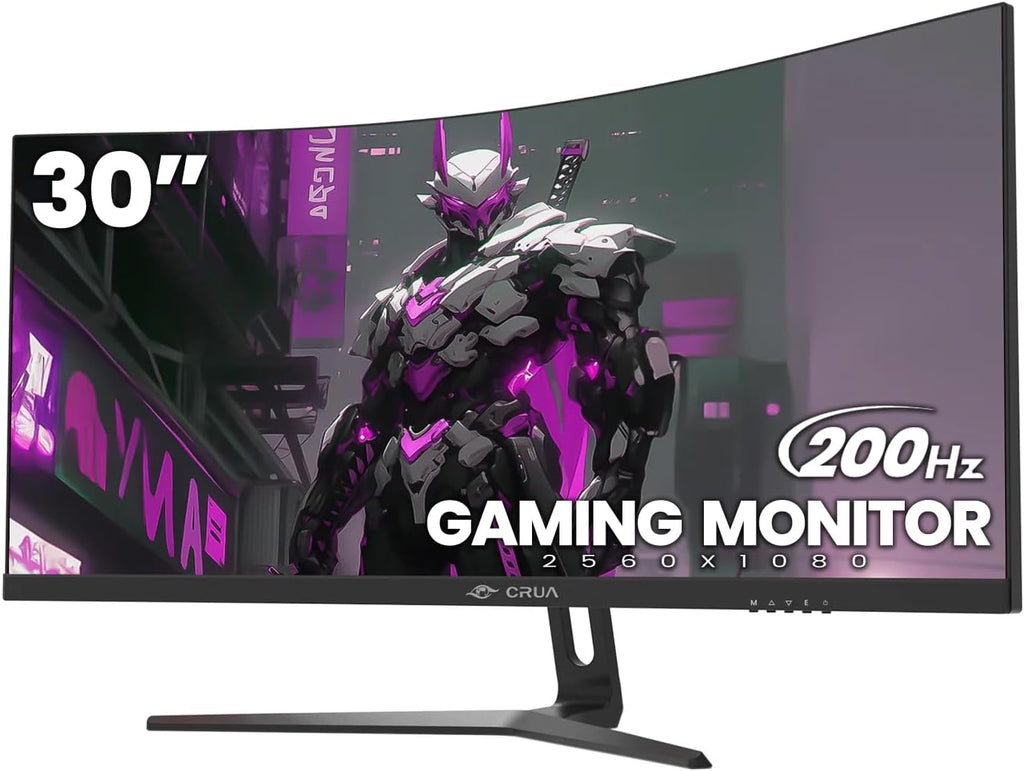 CRUA 30' Curved Gaming Monitor, 165Hz/200Hz Computer Monitor, FHD(2560 * 1080P) 1500R VA Screen, 120% sRGB PC Monitors Support AMD FreeSync, Wall Mount Install(HDMI, DP)- Black