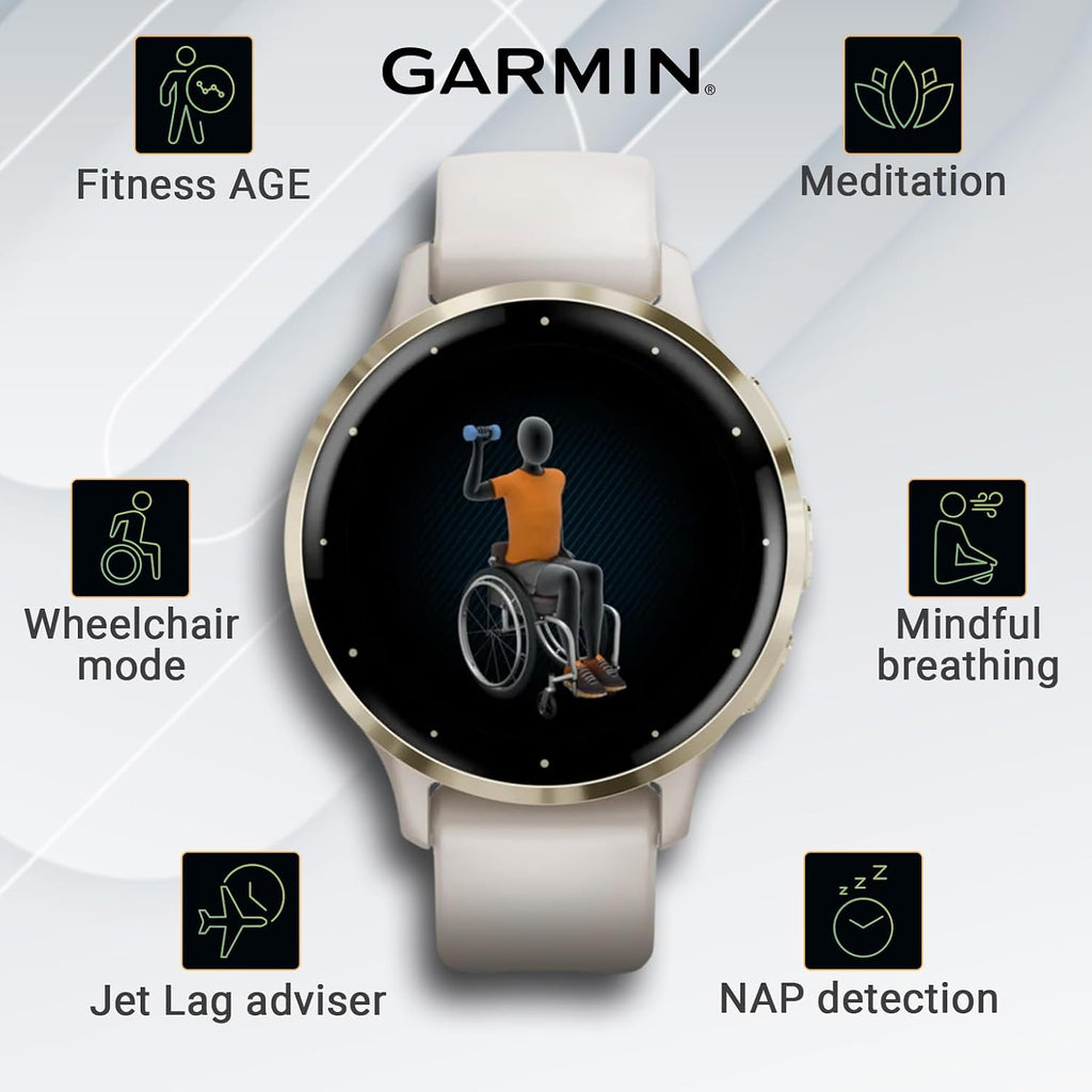 Garmin Venu 3S GPS Smartwatch, AMOLED Display 41 mm Watch, Advanced Health and Fitness Features, Up to 10 Days of Battery, Wheelchair Mode, Sleep Coach, Ivory Case Power Bank Bundle