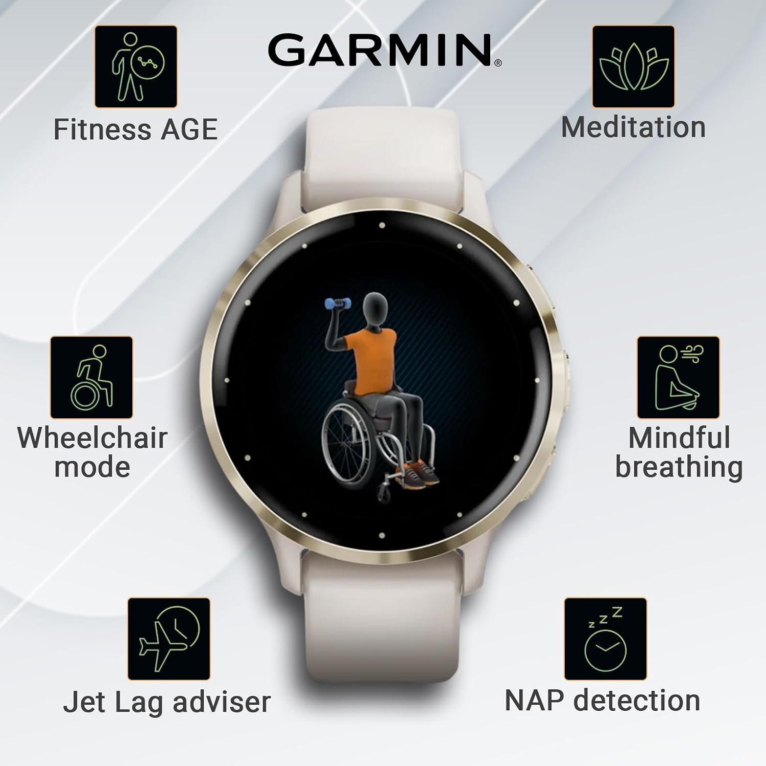 Garmin Venu 3S GPS Smartwatch, AMOLED Display 41 mm Watch, Advanced Health and Fitness Features, Up to 10 Days of Battery, Wheelchair Mode, Sleep Coach, Ivory Case Power Bank Bundle