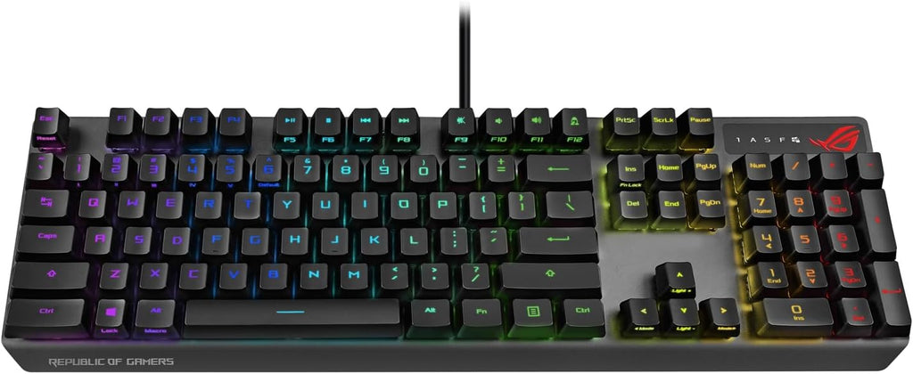 ASUS ROG Strix Scope RX Gaming Mechanical Keyboard, Red Optical Switches, USB 2.0 Passthrough, 2X Wider Ctrl Key, Aura Sync, Armoury Crate RGB Lighting, Black