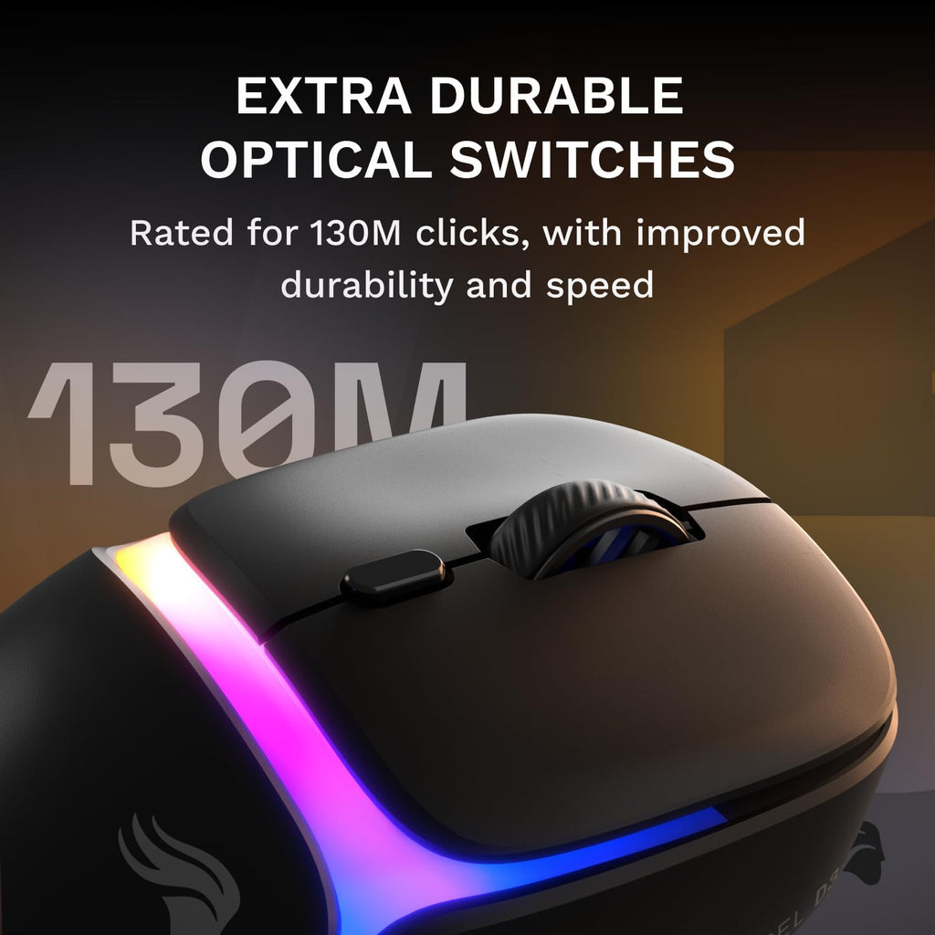 GLORIOUS Gaming Model D3 Wireless Gaming Mouse - InfinitePlay Swappable Battery, 130H Battery Life, 8k Polling, 130M Optical Switches, Ultralight 69g, 30K DPI Optical Sensor, RGB - Black