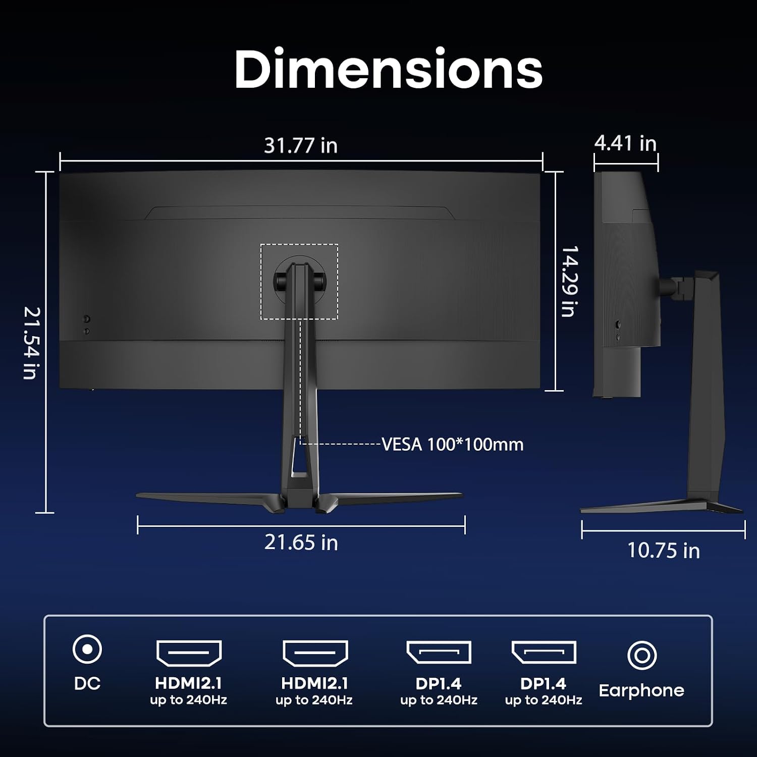 Amzfast 34 Inch Curved Monitor 240Hz UWQHD (3440x1440) Gaming Monitor, 1ms G-SYNC Compatible, 1500R, PIP/PBP, HDR400, 131% sRGB, 96% DCI-P3, Tilt/Swivel/Height Adjustable, TÜV Rheinland, HDMI 2.1