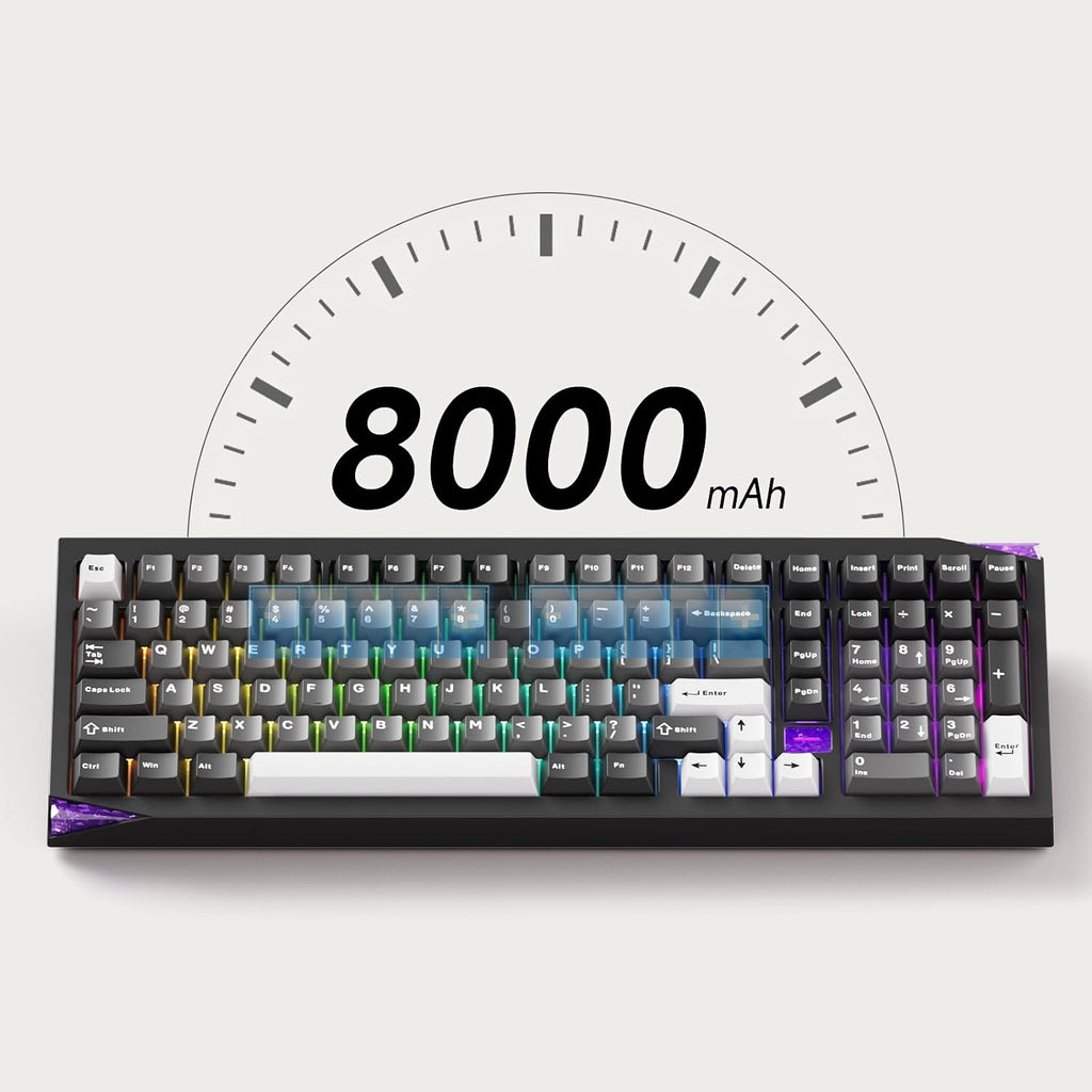 Akko Gem 02 QMK/VIA Aluminum Mechanical Keyboard Tri-Mode RGB Hot-swappable Wireless Gaming Keyboard, Black and Silver, Pre-lubed Stellar Rose Switch