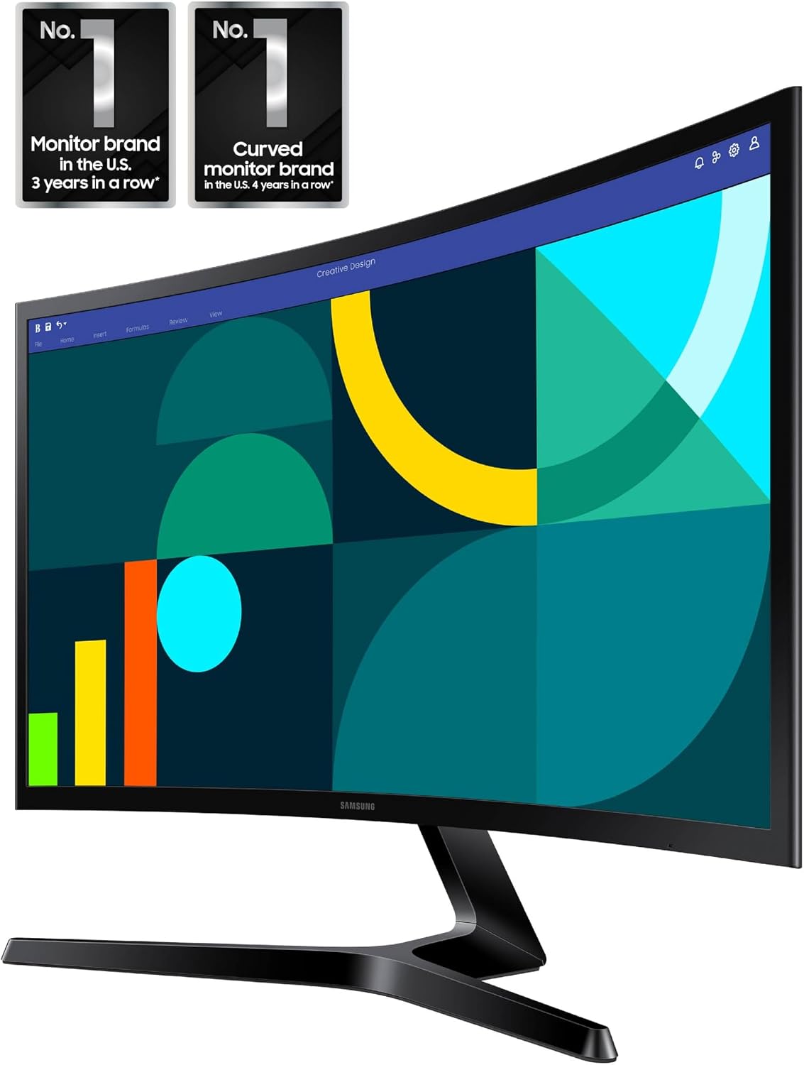 Samsung 24' Essential S3 (S36GD) Series FHD 1800R Curved Computer Monitor, 100Hz, Game Mode, Advanced Eye Comfort, HDMI and D-sub Ports, LS24D366GANXZA