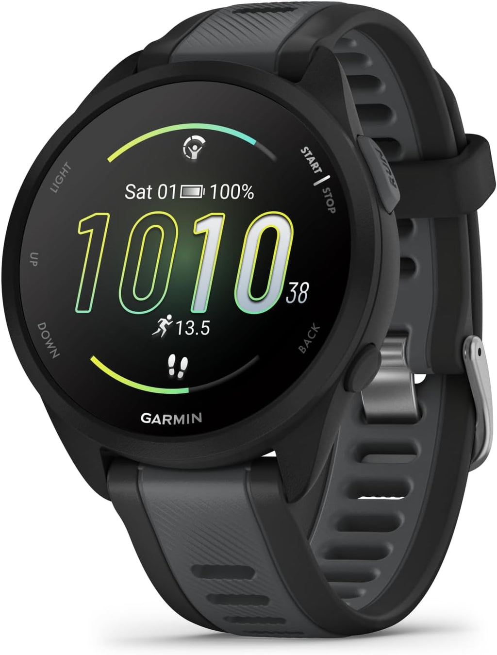 Garmin Forerunner 165 Running Smartwatch, Colorful AMOLED Touchscreen, Training Metrics and Recovery Insights Includes PowerPack, Adapters Bundle, Black/Slate Gray