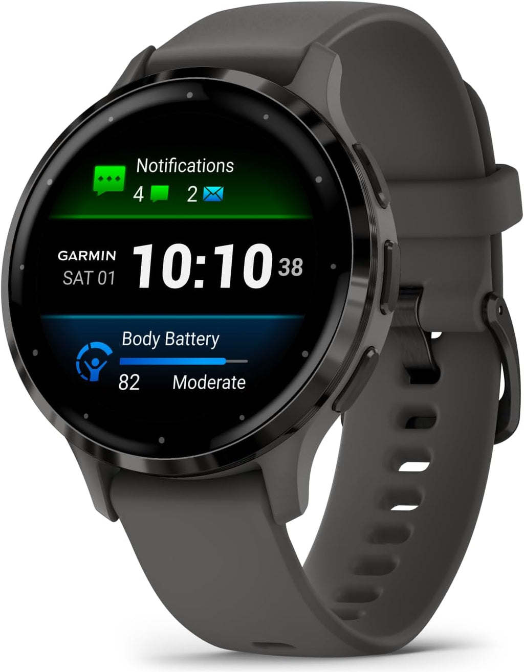 Garmin Venu 3S GPS Smartwatch AMOLED Display 41mm Watch, Advanced Health and Fitness Features, Up to 10 Days of Battery, Sleep Coach, Pebble Gray with Black Earbuds Bundle