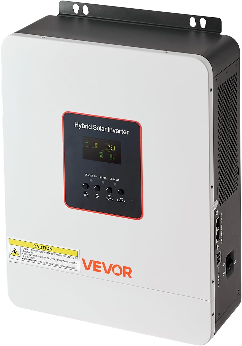 VEVOR 3000W Hybrid Solar Inverter, 24V DC to 230V AC, Pure Sine Wave Power Inverter, Built-in 80A MPPT Solar Charge Controller, Works with Lead Acid Lithium Battery, for Home Camper, Off-Grid, NO WiFi