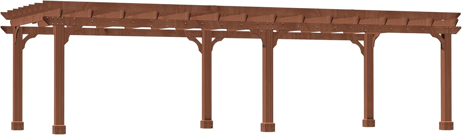 VEIKOU 12x20 FT Cedar Wood Gazebo, Outdoor Pergola with 5.5' Thick Snow Wind Support Structure, Pergola Kits with Stakes, Slatted for Patio, Backyard, Garden
