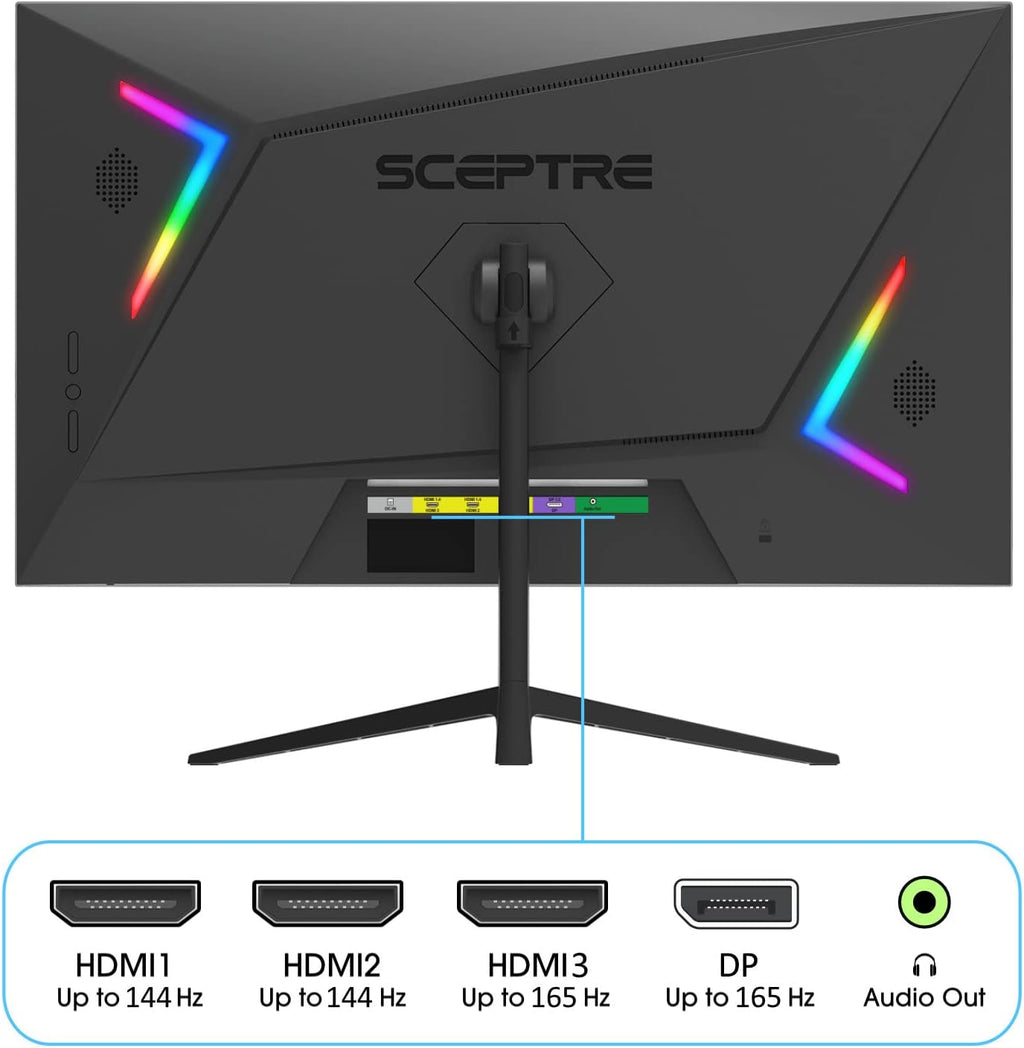 Sceptre 25' Gaming Monitor 1920 x 1080p up to 165Hz 1ms AMD FreeSync Premium HDMI x3 DisplayPort Build-in Speakers, 106% sRGB Machine Black (E255B-FWD168)