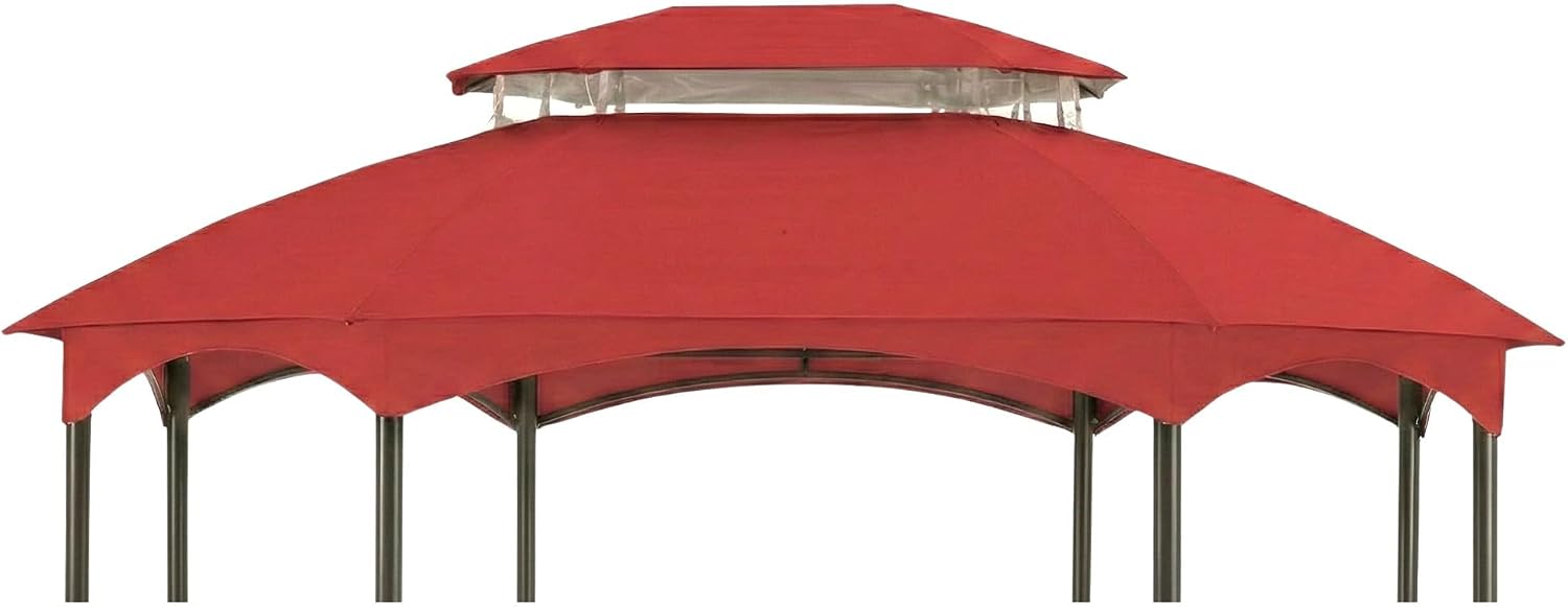 Garden Winds Reinforced Replacement Canopy Top Cover Compatible with The L-GZ1138PST Manhattan Oval Gazebo - Classic Red, Riplock 350