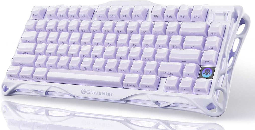 GravaStar Mercury K1 Purple 75% Wireless Mechanical Keyboard – Tri-Mode BT5.0/2.4GHz/USB-C Gaming Keyboard, Jelly Keycaps, Linear Switches, RGB Backlit Creamy Keyboard for PC/Mac, Cute & Stylish