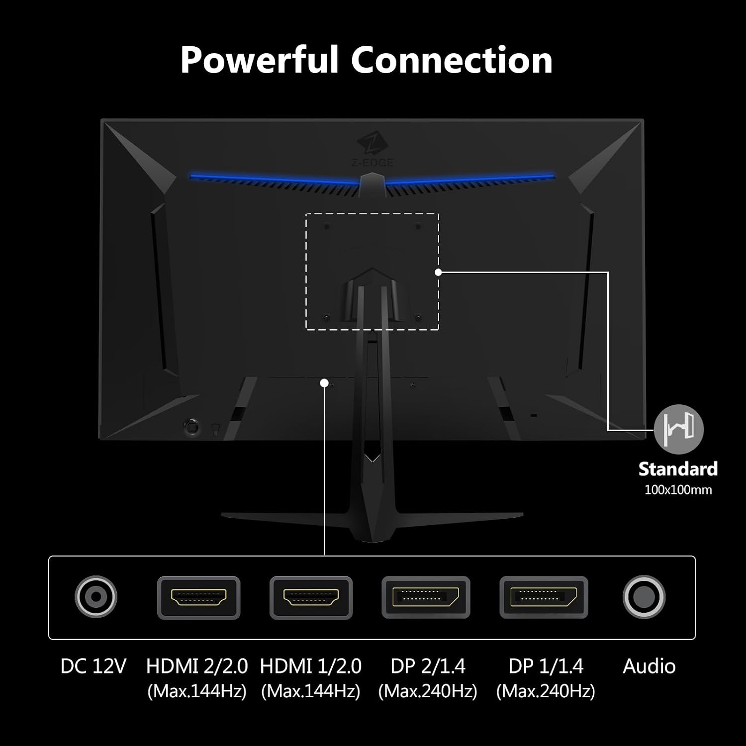 Z-Edge 27 Inch 240Hz Gaming Monitor, 2K QHD 1440P, Fast IPS Computer Monitor, 1ms MPRT, 120% sRGB, 400nits, UG27QS 2X DP 1.4 Ports and 2X 2.0 HDMI Ports