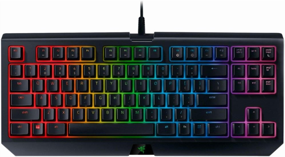 Razer BlackWidow TE Chroma v2 TKL Tenkeyless Mechanical Gaming Keyboard: Yellow Key Switches, Linear & Silent, Chroma RGB Lighting, Magnetic Wrist Rest, Programmable Macros, Classic Black