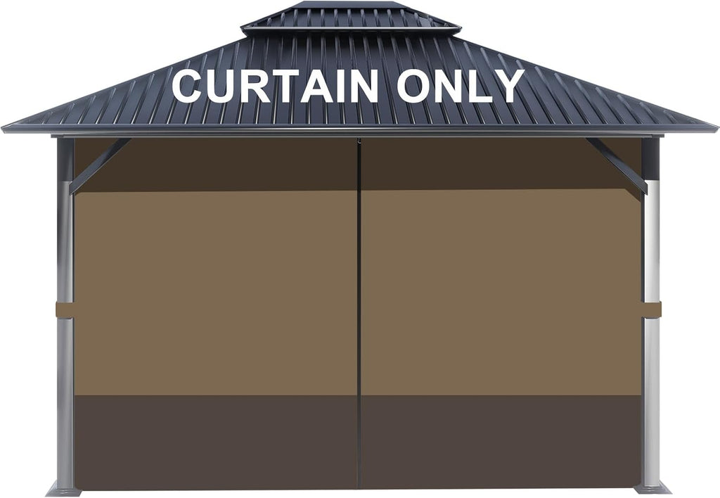 BPS 12' x 14' Gazebo Privacy Curtains with Double Zipper, 4-Panels Side Wall Universal Gazebo Side Panels Replacement for Patio, Outdoor Canopy, Garden and Backyard (Curtain Only)