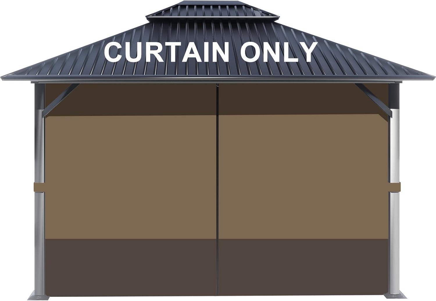 BPS 12' x 14' Gazebo Privacy Curtains with Double Zipper, 4-Panels Side Wall Universal Gazebo Side Panels Replacement for Patio, Outdoor Canopy, Garden and Backyard (Curtain Only)
