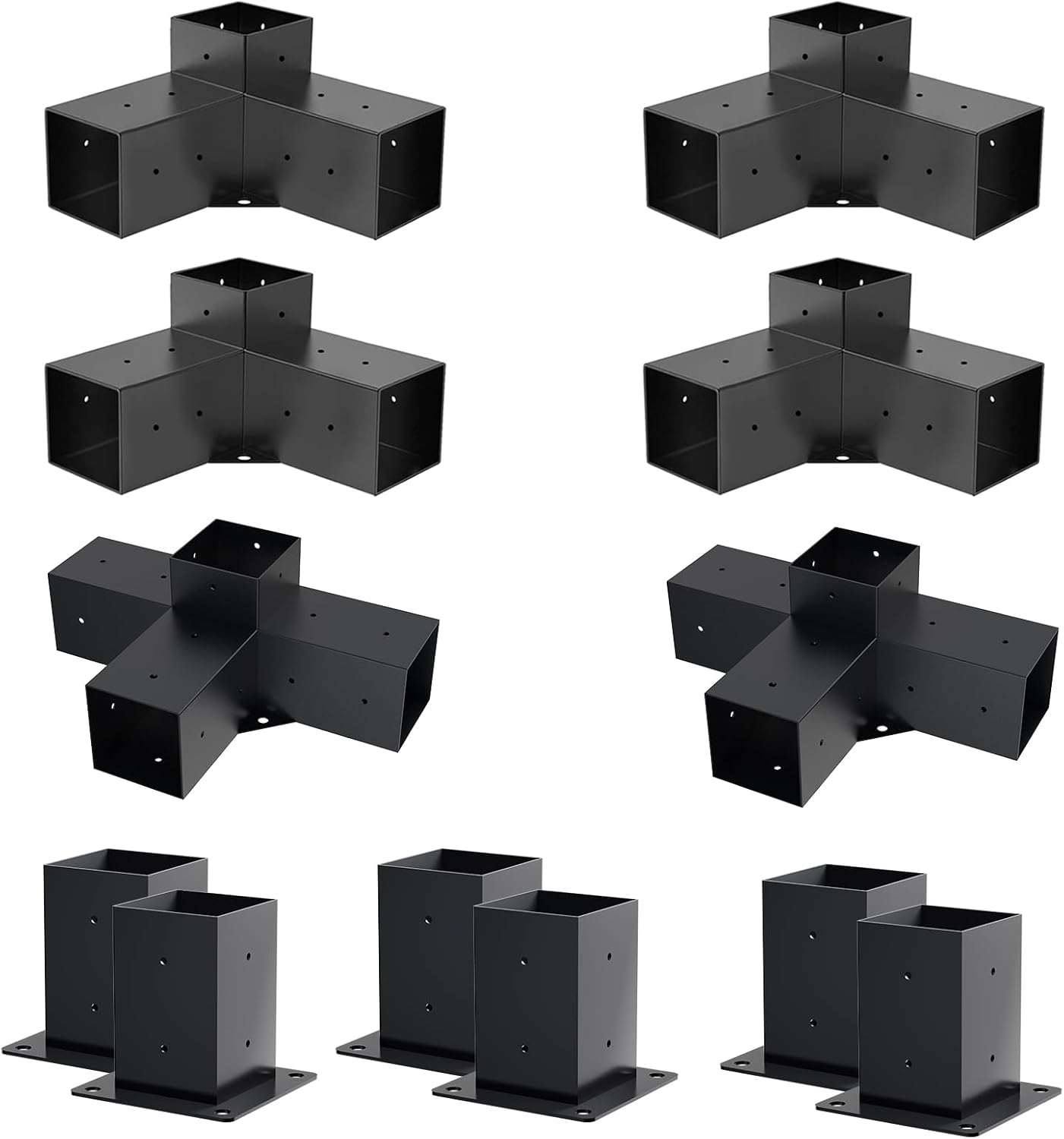 Pergola Kit, Pergola Brackets 3-Way Brackets and 4-Way Brackets Post Base Kit for Woodworks DIY, Wooden Beams for Gazebos, Patio Pergolas, Log Cabin Outdoor Pergola Hardware for 4x4 Lumber
