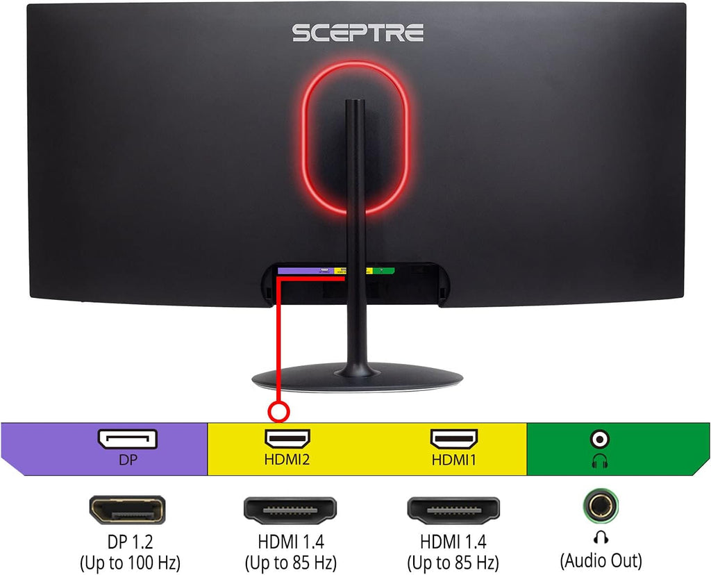 Sceptre 34-inch Curved UltraWide 21: 9 Creative LED Monitor 2560x1080 Frameless HDMI DisplayPort Up to 100Hz, Machine Black 2020 (C345W-2560UN)