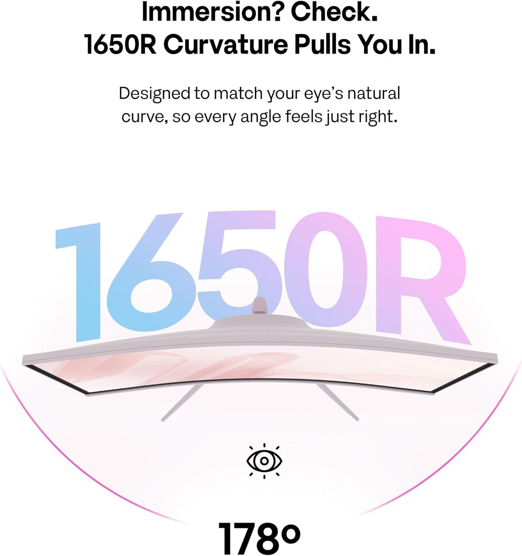 Pixio PXC279 Wave Pink 27 inch 300Hz Refresh Rate FHD 1080p Resolution 1650R Curved Fast VA Panel 1ms GTG Response Time Adaptive Sync HDR Curved Gaming Monitor
