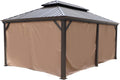 Kozyard 12' x 18'Outdoor Gazebo Privacy Curtain Sidewall, Waterproof Patio Privacy Curtain with Center-Zip Design, Replacement for Hardtop Gazebo Brown