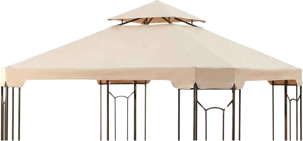 Garden Winds Reinforced RipLock 350 Replacement Canopy Top Cover Compatible with Cottleville 10' x 10' Gazebo Model GFS00744A - Beige