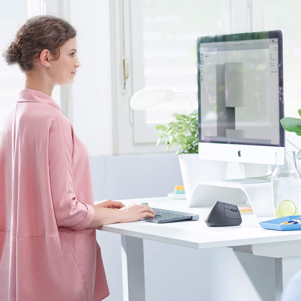 Logitech MX Vertical Wireless Mouse – Ergonomic Design Reduces Muscle Strain, Move Content Between 3 Windows and Apple Computers, Rechargeable, Graphite, Pack of 4