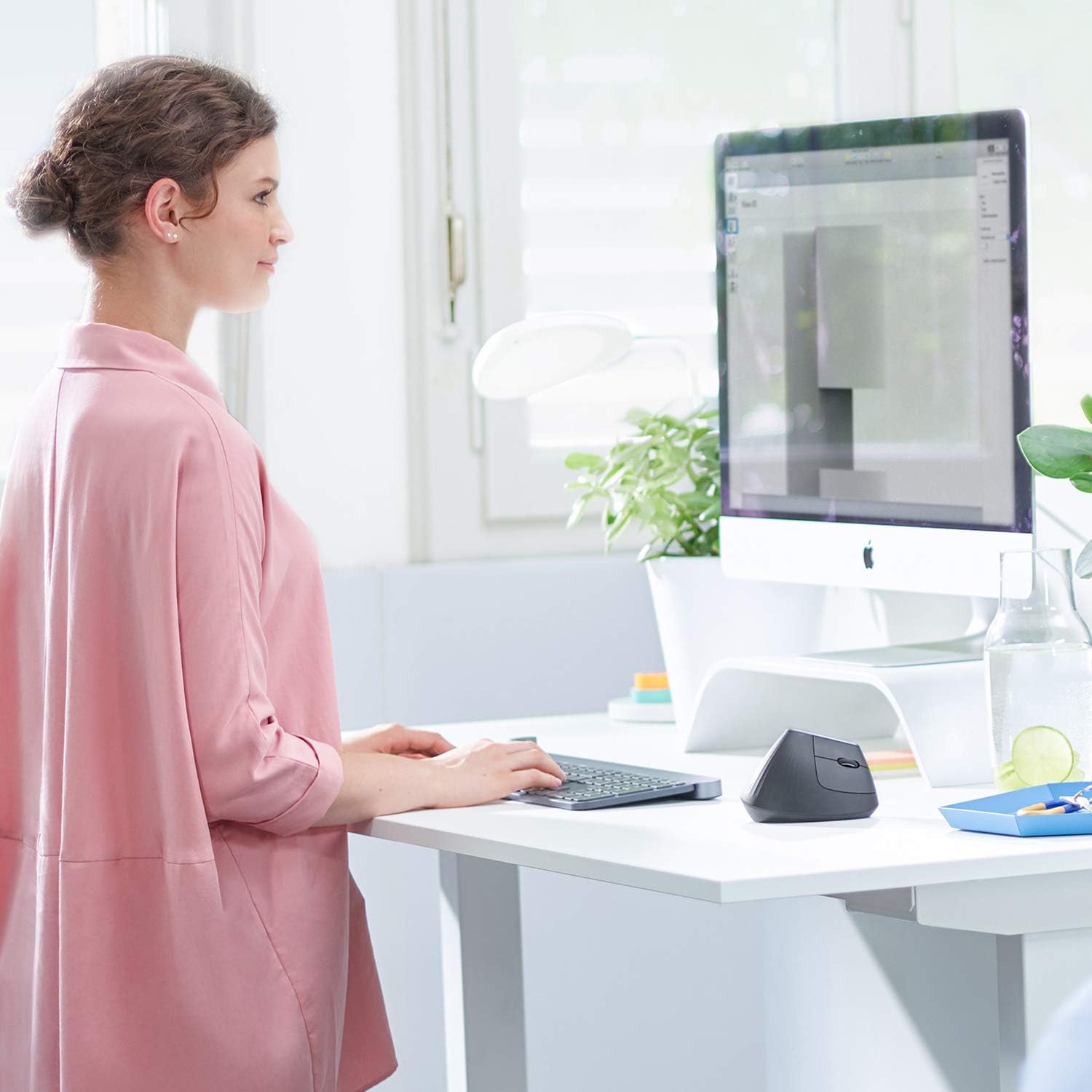Logitech MX Vertical Wireless Mouse – Ergonomic Design Reduces Muscle Strain, Move Content Between 3 Windows and Apple Computers, Rechargeable, Graphite, Pack of 4