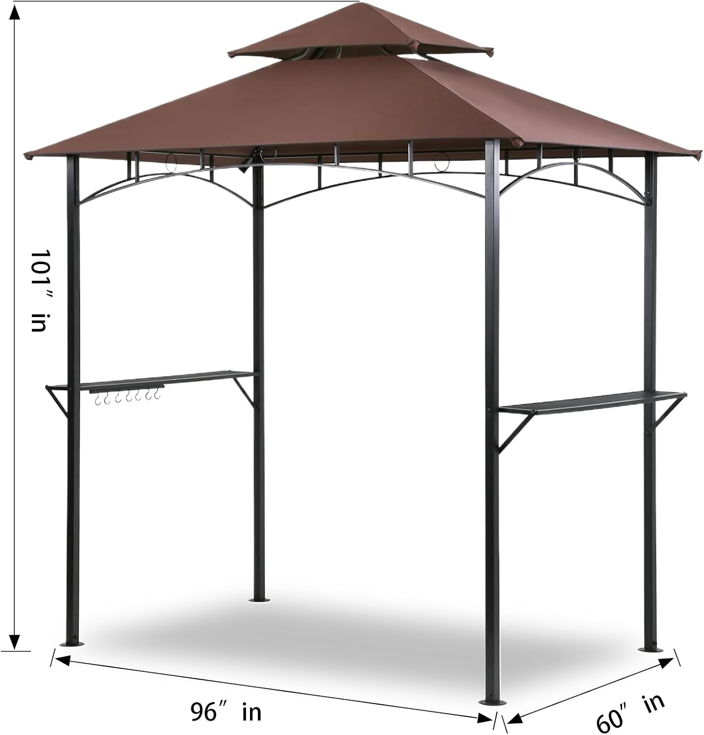 Outdoor Grill Gazebo Tent BBQ Canopy for Outdoor Barbeque Shelter Girll Canopy Grill Gazebo Hardtop with Stable Steel Frame / L96 x W60 x H101 Inch Deep Brown