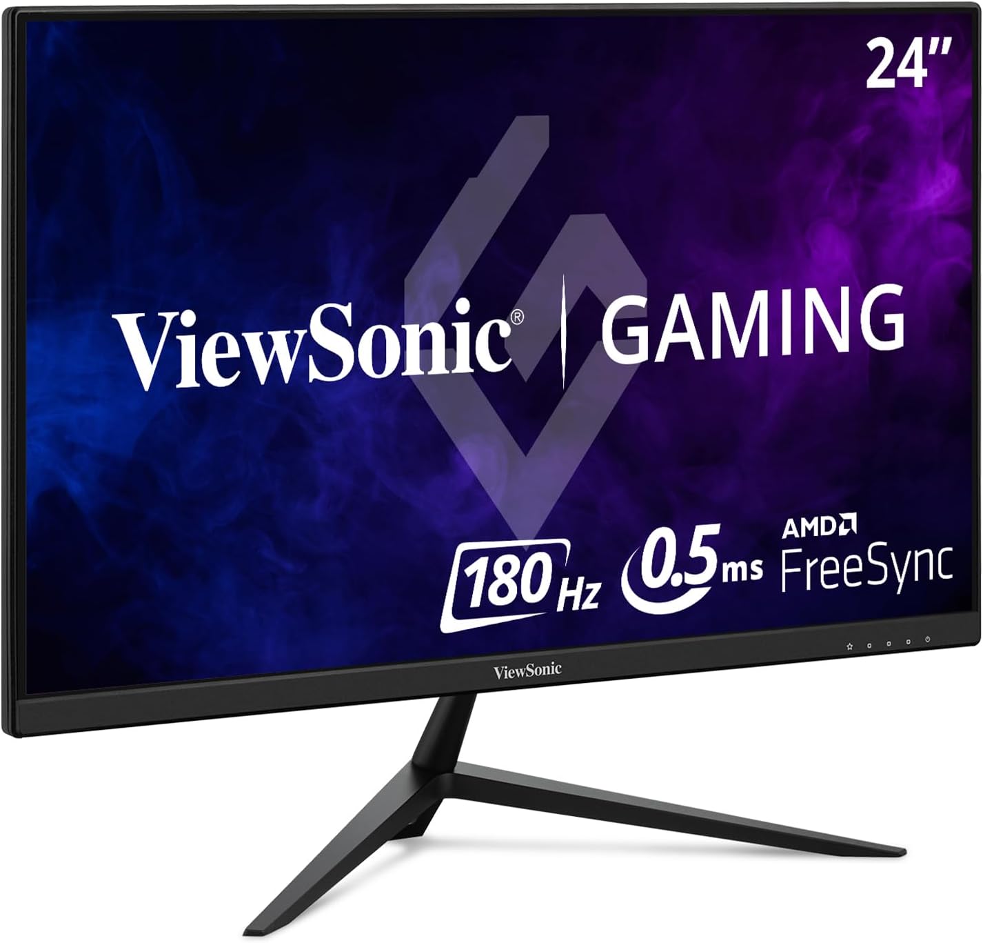 ViewSonic VX2428A 24 Inch 1080p Gaming Monitor, IPS Display with 180Hz and 0.5ms for Fast Gameplay, FreeSync and Eye Care Technology for Smooth Visuals, HDMI, and DisplayPort Inputs