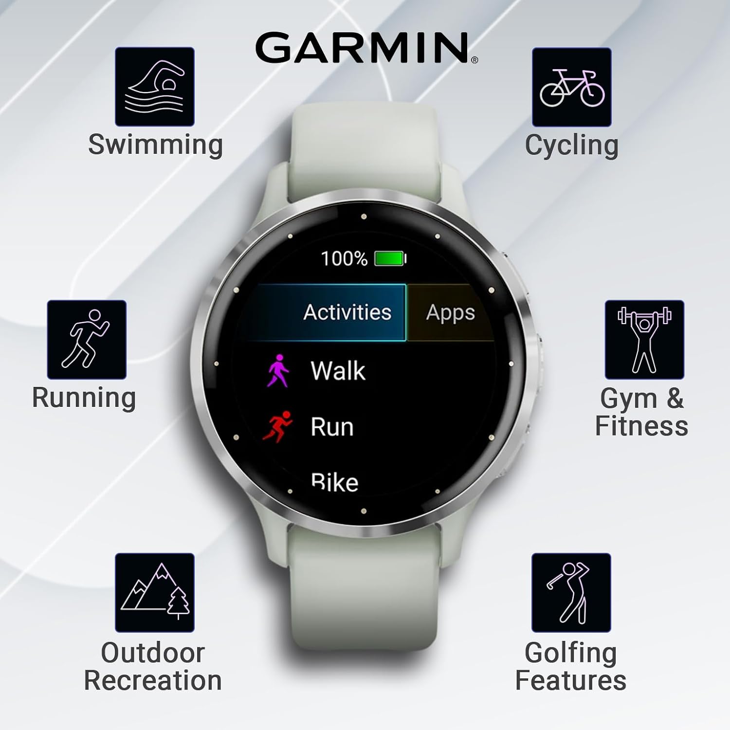 Wearable4 - Garmin Venu 3S GPS Smartwatch, AMOLED Display 41 mm Watch, Health and Fitness Features, Up to 10 Days of Battery, Sleep Coach, Sage Gray with White Earbuds Bundle