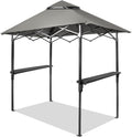Turtle Life 8'x5' Grill Gazebo - Pop Up Canopy for BBQ and Backyard Patio - Easy Outdoor Barbecue Shade Cover with Double Tier Vented Top & 2 Side Shelves (Drak Gray)