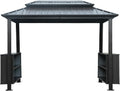 6x10 FT Hardtop Grill Gazebo with 2 Storage Cabinets, Double Galvanized Steel Roof BBQ Canopy with Ceiling Hooks for Backyard (Grey, 6'x10')