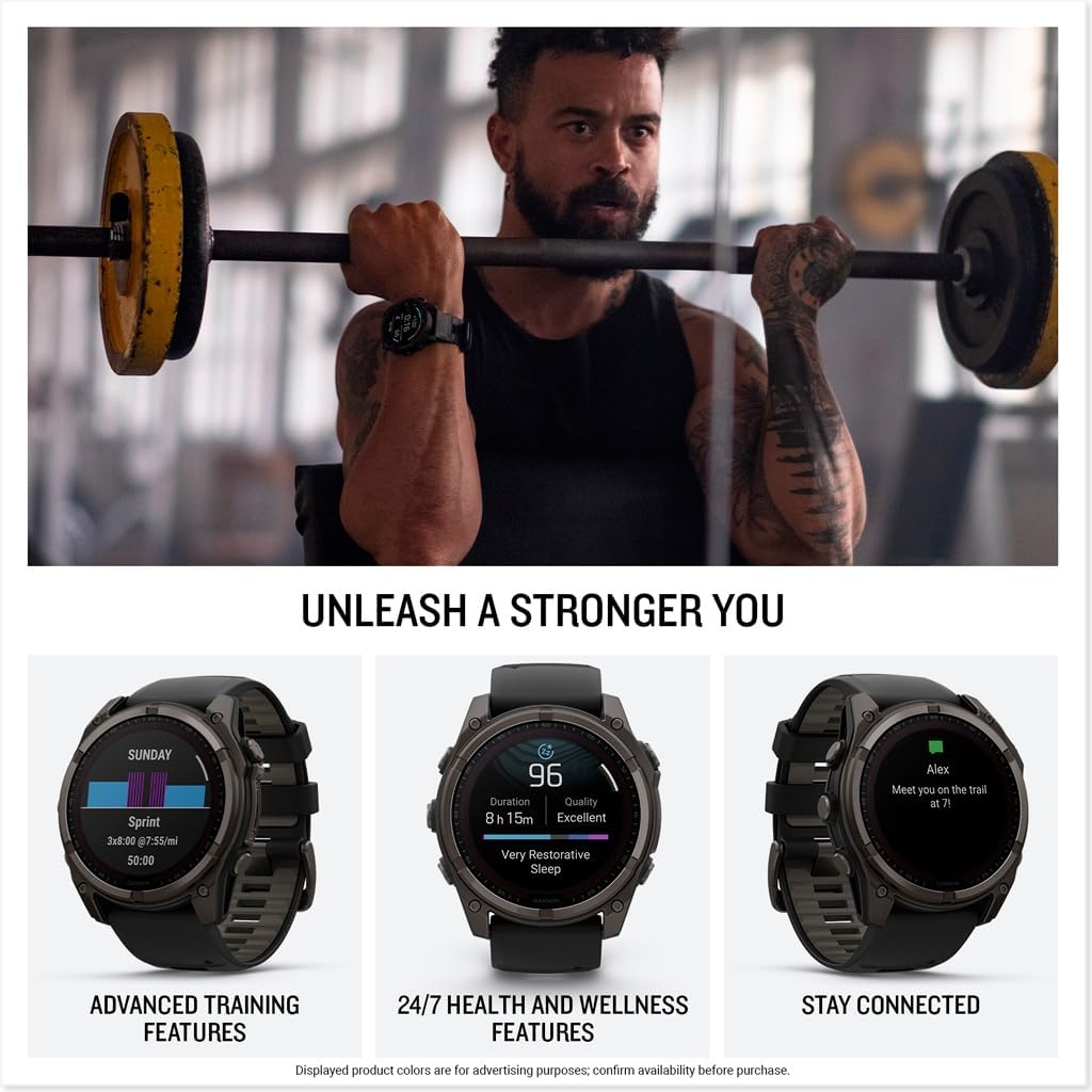 Garmin fēnix® 8 – 51 mm, Solar,Sapphire, Premium Multisport GPS Smartwatch, Connect,Long-Lasting Battery Life, Dive-Rated,Built-in LED Flashlight,Carbon Gray DLC Titanium with Pebble Gray Band
