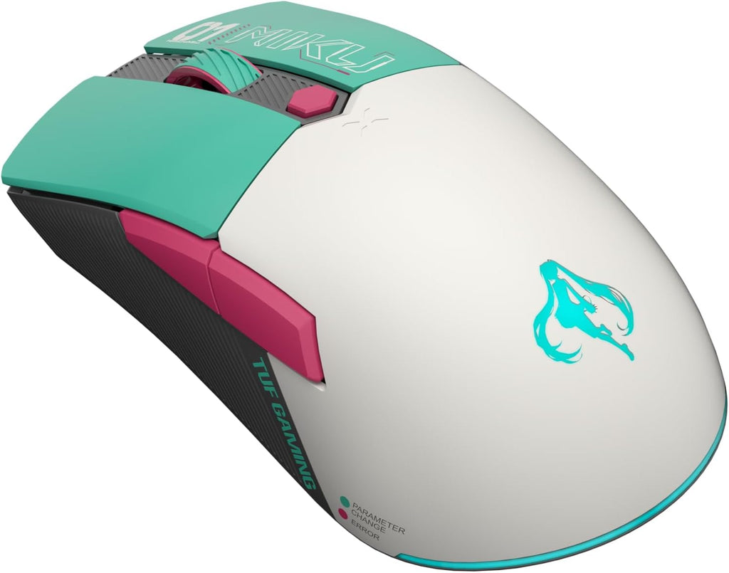 ASUS TUF Gaming Hatsune Miku Edition Mini Wireless Mouse – Right-Handed, 65g Lightweight, Compact, Tri-Mode Connectivity, 12K DPI, up to 134Hr Battery, RGB Miku Logo, PC/Mac Support - Aqua