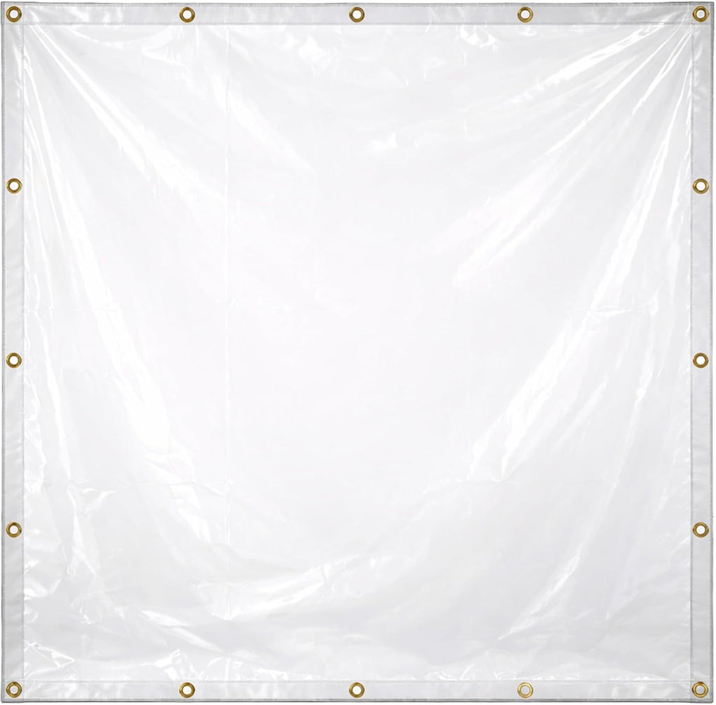 Covers & All Outdoor Clear Curtains for Patio Waterproof – 18 oz Outdoor Tarp Clear Vinyl Curtains, Gazebo Curtains with Brass Grommets for Pergola, Porch & Patio Walls for Winter (12 x 7 ft)